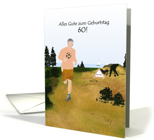 60th Birthday in German Running Along Country Lane card (930352)
