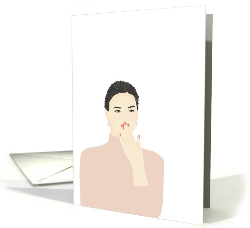 Model With Her Hand To Her Lips Blank card (932491)