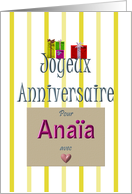 French Birthday Greeting For Anaia For Anaya card
