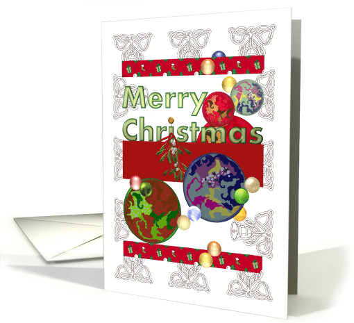Christmas Colorful Baubles And Mistletoe card (934883)