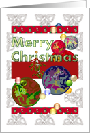 Christmas Colorful Baubles And Mistletoe card