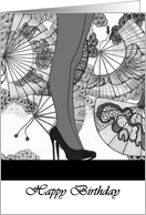 Birthday For her Catwalk Legs Black And White card