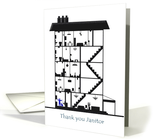 Thank You Apartment Janitor Cross Section of Apartment Block card