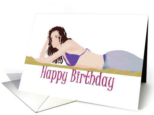 Birthday Model Lying On A Beach card (937775)