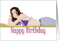 Birthday Model Lying On A Beach card