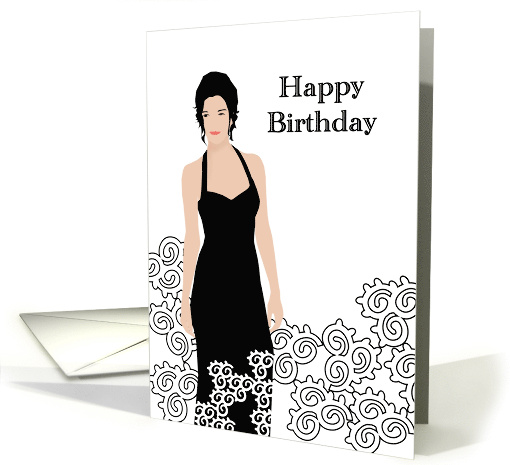 Birthday Model In Elegant Black Dress card (937818)