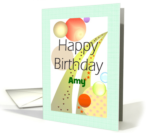 Custom Birthday Name With 'A' Colorful Spheres And Swirls card