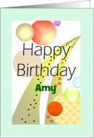 Custom Birthday Name With ’A’ Colorful Spheres And Swirls card