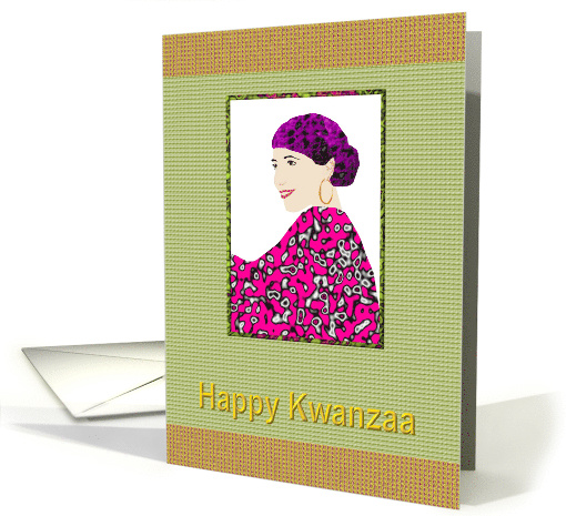 Kwanzaa Model In Colorful Head Scarf And Kaftan card (940064)