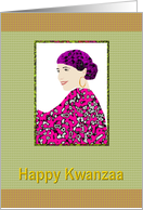Kwanzaa, Model in colorful head scarf and kaftan card