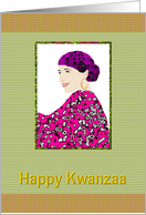 Kwanzaa Model In Colorful Head Scarf And Kaftan card