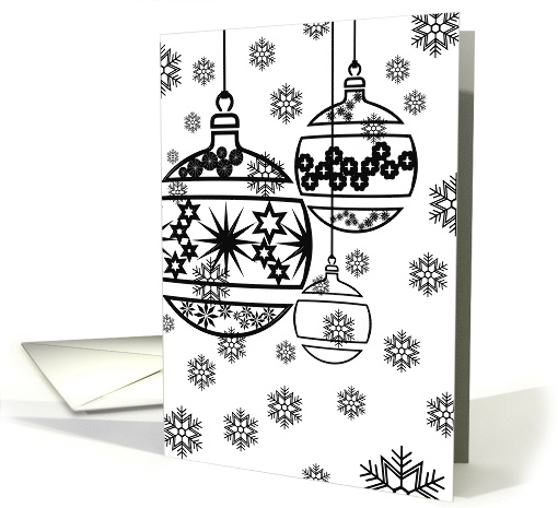 Christmas Black and White Baubles and Snowflakes card (940259)