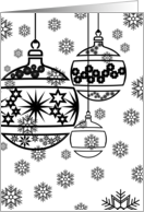 Christmas Black and White Baubles and Snowflakes card