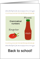 Back to School Learning Grammatical Numbers with Sauce and Vegetable card