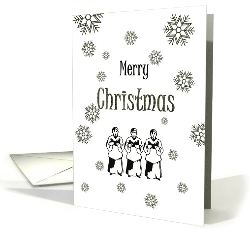 Christmas Carolers and Snowflakes Black and White card (941121)