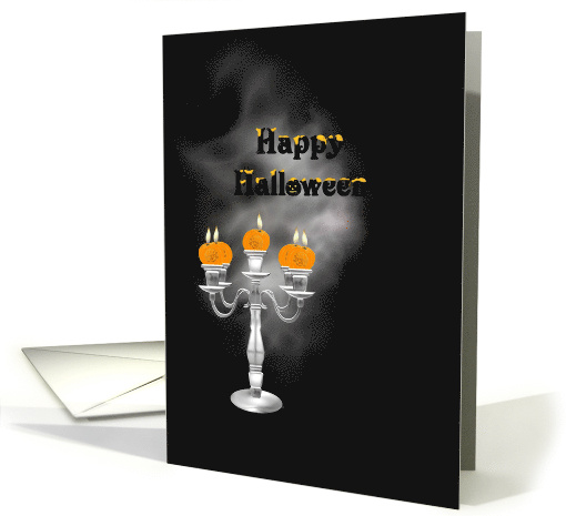Halloween Candelabra With Pumpkin Candles card (942618)