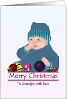 Christmas Greeting from Baby Grandchild to Grandfather card