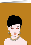 Female Model Short Hair Cut Wearing Necklace And Earrings Blank card