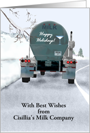 Custom Happy Holidays Greeting From Milk Company Milk Truck on Road card