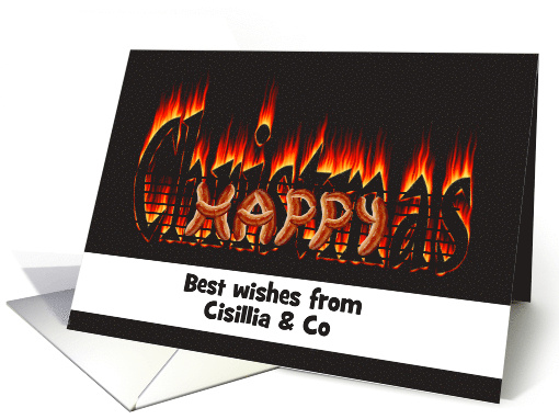 Custom Greeting from Sausage Company Sausages on an Open Fire card