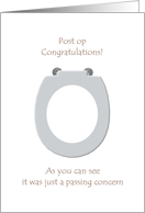 Post Surgery Congratulations Just A Passing Concern Toilet Seat card