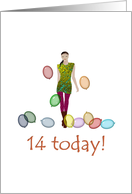 14th Birthday Model And Balloons card