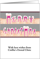 Custom Christmas Greeting Dental Clinic To Patients All Teeth card