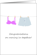 Congratulations Moving In Together Bra Boxer Shorts On Washing Line card