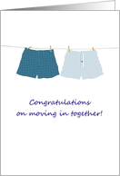 Congratulations Moving In Together Boxer Shorts On Washing Line card