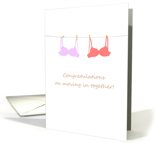 Congratulations moving in together, Bras on washing line card (951313)