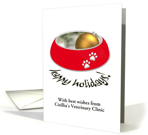 Customizable Christmas Greeting from Veterinary Clinic card (953455)