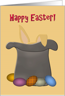 Easter Bunny in a Hat with Colorful Eggs card
