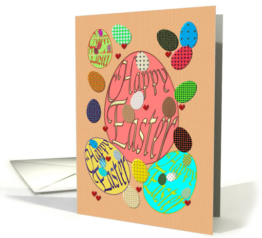 Easter Pretty Colored Eggs and Little Red Hearts card (954209)
