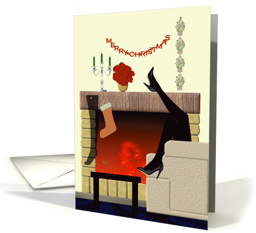 Sexy Christmas Greeting Fun By The Fire card (956139)