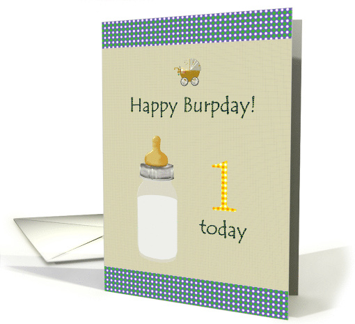 1st Birthday Milk Bottle and Pram card (958441)