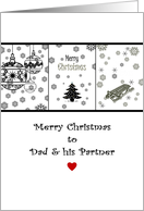 Christmas Greeting for Dad and Partner Baubles Holiday Tree Toboggan card