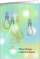 Christmas Greeting for Dad and Partner Crystal Ornaments card