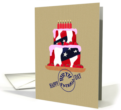Birthday on Patriot Day, Red white and blue cake card (960529)