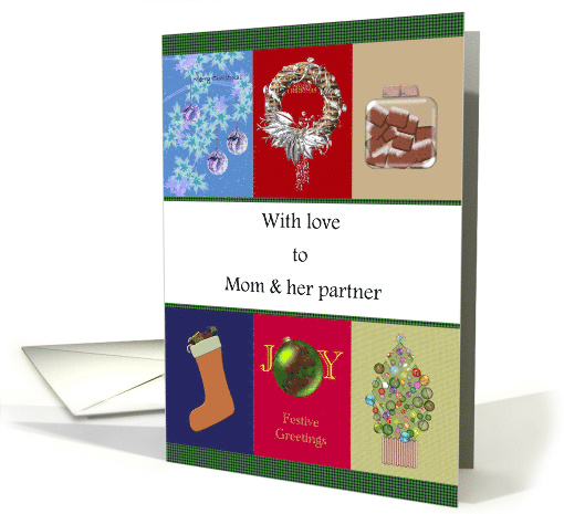 Christmas for Mom and her Partner Wreath Stocking Tree Cookies card