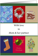 Christmas for Mom and her Partner Wreath Stocking Tree Cookies card