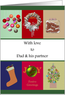 Christmas for Dad and his Partner Wreath Stocking Tree Cookies card