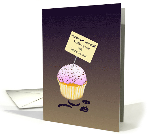Happy Halloween Cupcake With Butter Cream Brains Frosting card