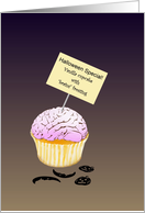 Happy Halloween Cupcake With Butter Cream Brains Frosting card