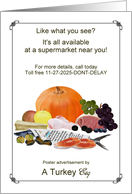 Thanksgiving Humor 2025 Turkey Takes Out Advertisement card