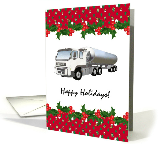 Christmas From Milk Company Illustration Of Milk Truck Tanker card