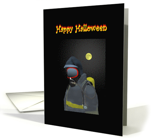 Firefighter Halloween Greeting Firefighter Suited Up In The Night card