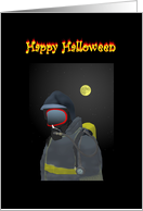 Firefighter Halloween Greeting Firefighter Suited Up In The Night card