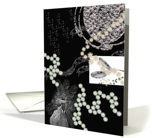 Abstract in Black and White Peacock Blank card (969321)