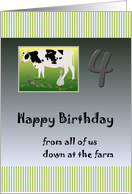 4th Birthday Greeting From Farm Animals Ducks And Cow card