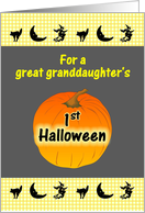 Great Granddaughter’s First Halloween Pumpkin Witch Black Cat Moon card